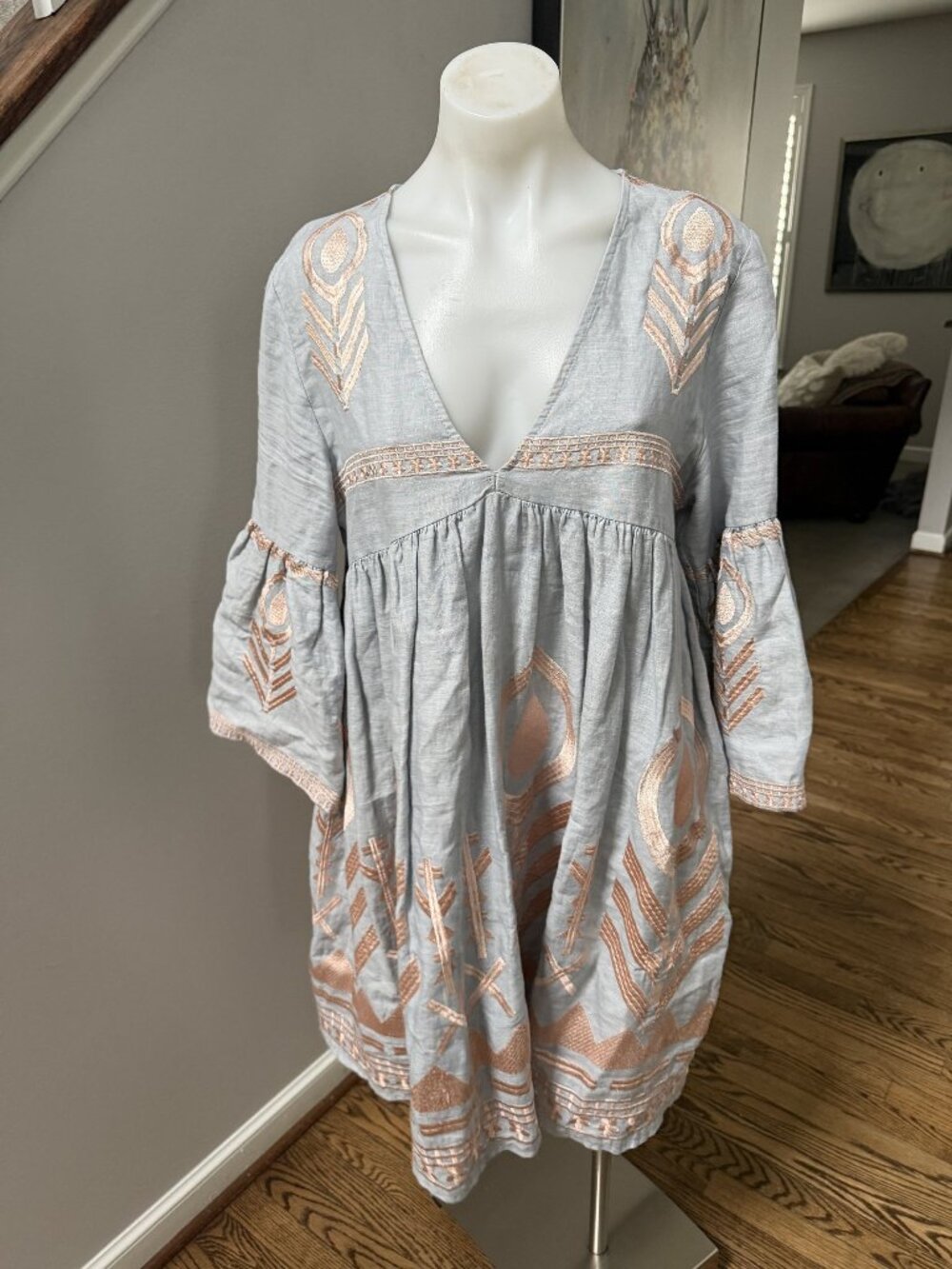 GREEK ARCHAIC KORI embroidered dress Medium